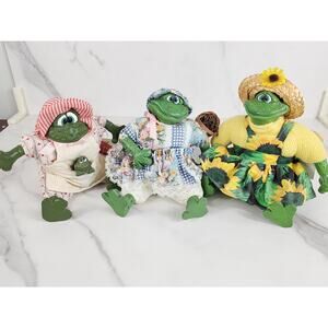 The Country Folks Frog Freida Mud Copper Hopper Fergie Year 90's Figurines x3